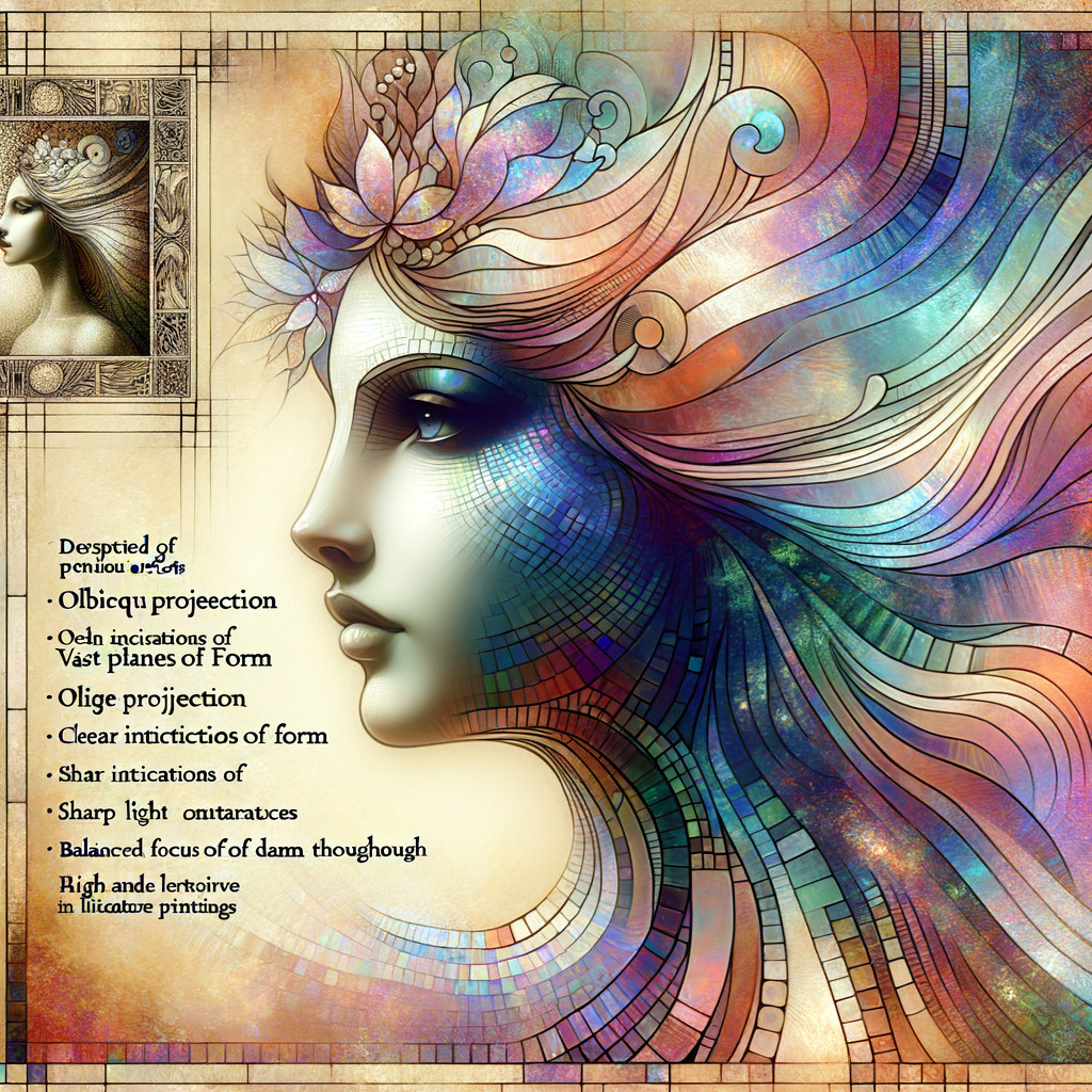 Stylized Woman's Profile with Floral Crown and Patterns