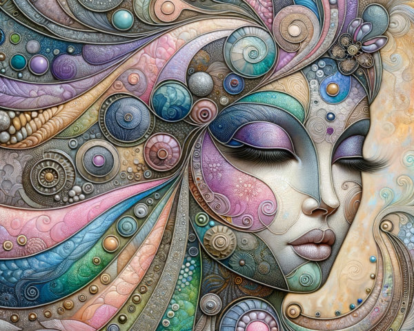 Intricate Colorful Portrait of a Woman with Patterns