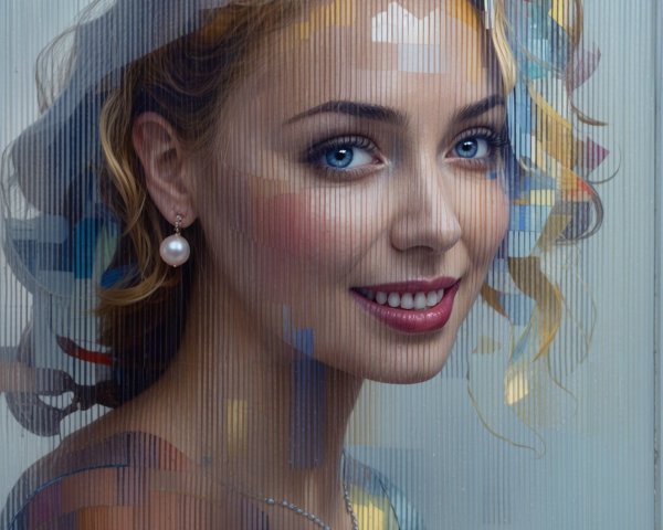 Close-up Portrait of a Young Woman with Curly Blonde Hair