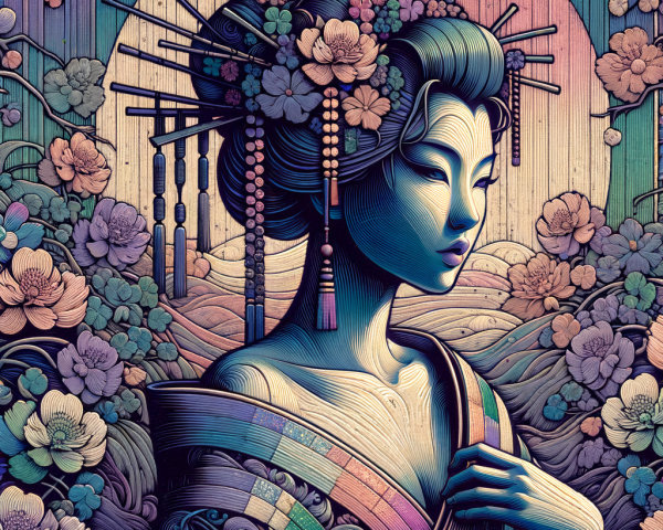 Detailed Digital Painting of a Japanese Geisha Woman