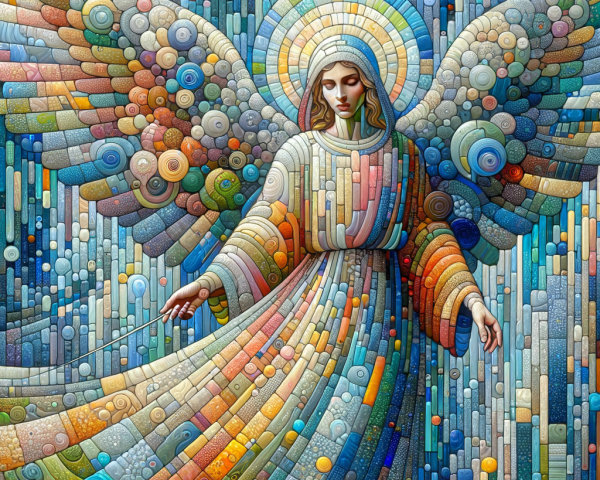 Vibrant Abstract Angel with Colorful Geometric Patterns