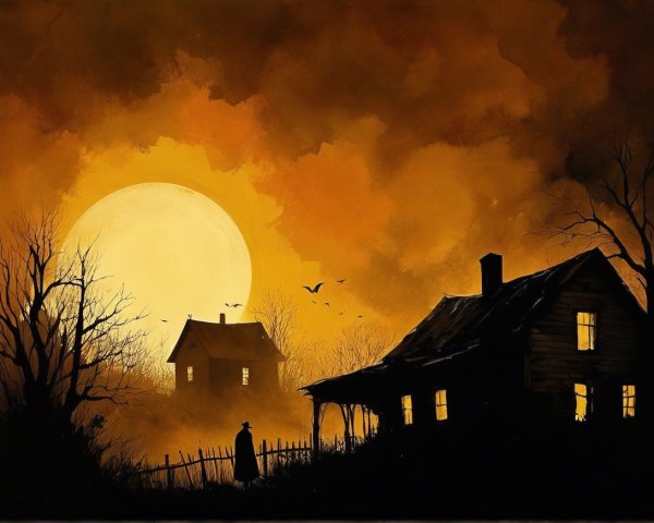 Haunting Landscape Under Glowing Moonlight