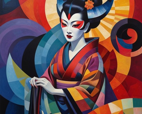 Colorful Stylized Portrayal of a Traditional Figure