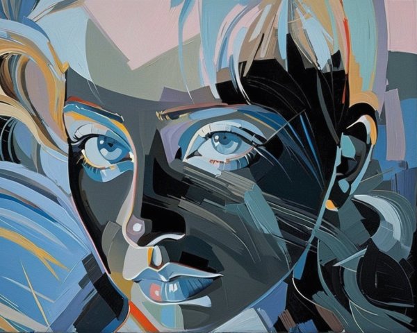 Portrait of a Young Woman in Abstract Brushstrokes