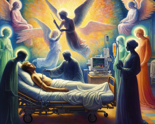 Angels Surround Patient in Serene Hospital Room