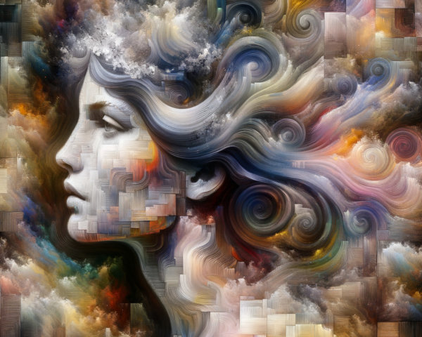 Abstract Woman's Profile with Colorful Backdrop