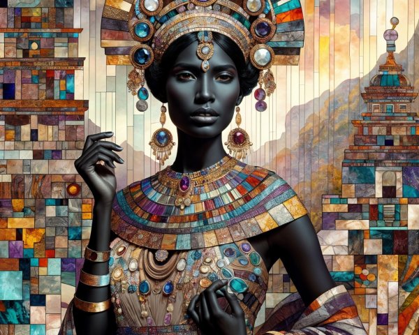 Vibrant Scene with Intricate Figure and Rich Textures