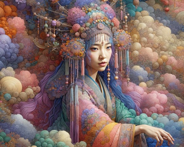 Portrait of a Young Woman with Floral Headdress