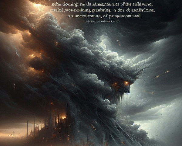 Surreal Dark Landscape with Jagged Structures and Glow