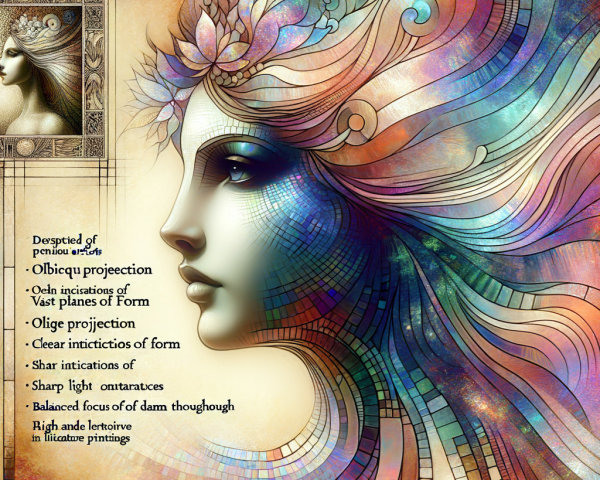 Stylized Woman's Profile with Floral Crown and Patterns