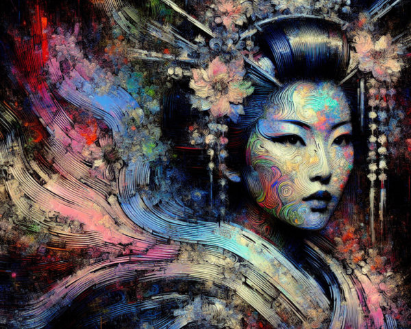 Ethereal Portrait of a Woman with Floral Motifs