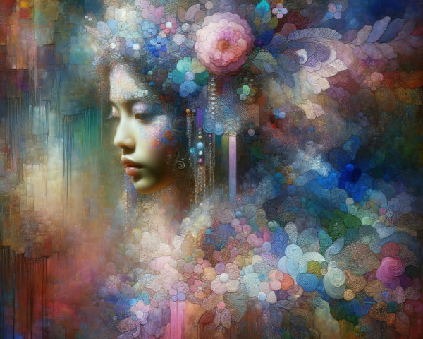 Dreamlike Abstract Portrait of a Serene Woman