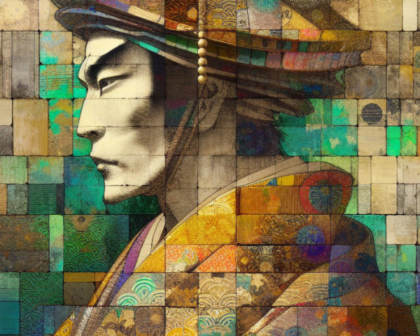 Stylized Mosaic Portrait of a Historical Figure