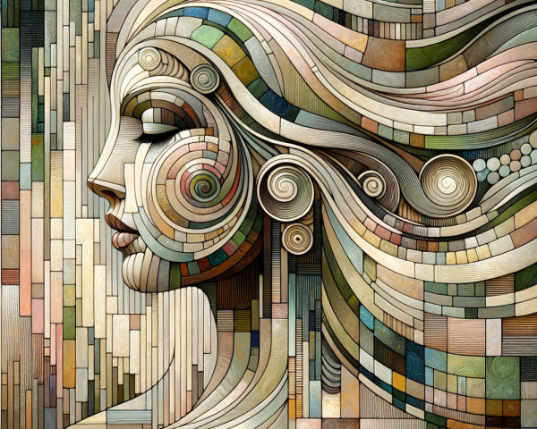 Stylized Profile of a Woman with Geometric Shapes