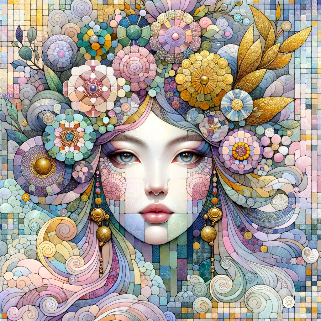 Surreal Portrait of Woman with Floral Headdress