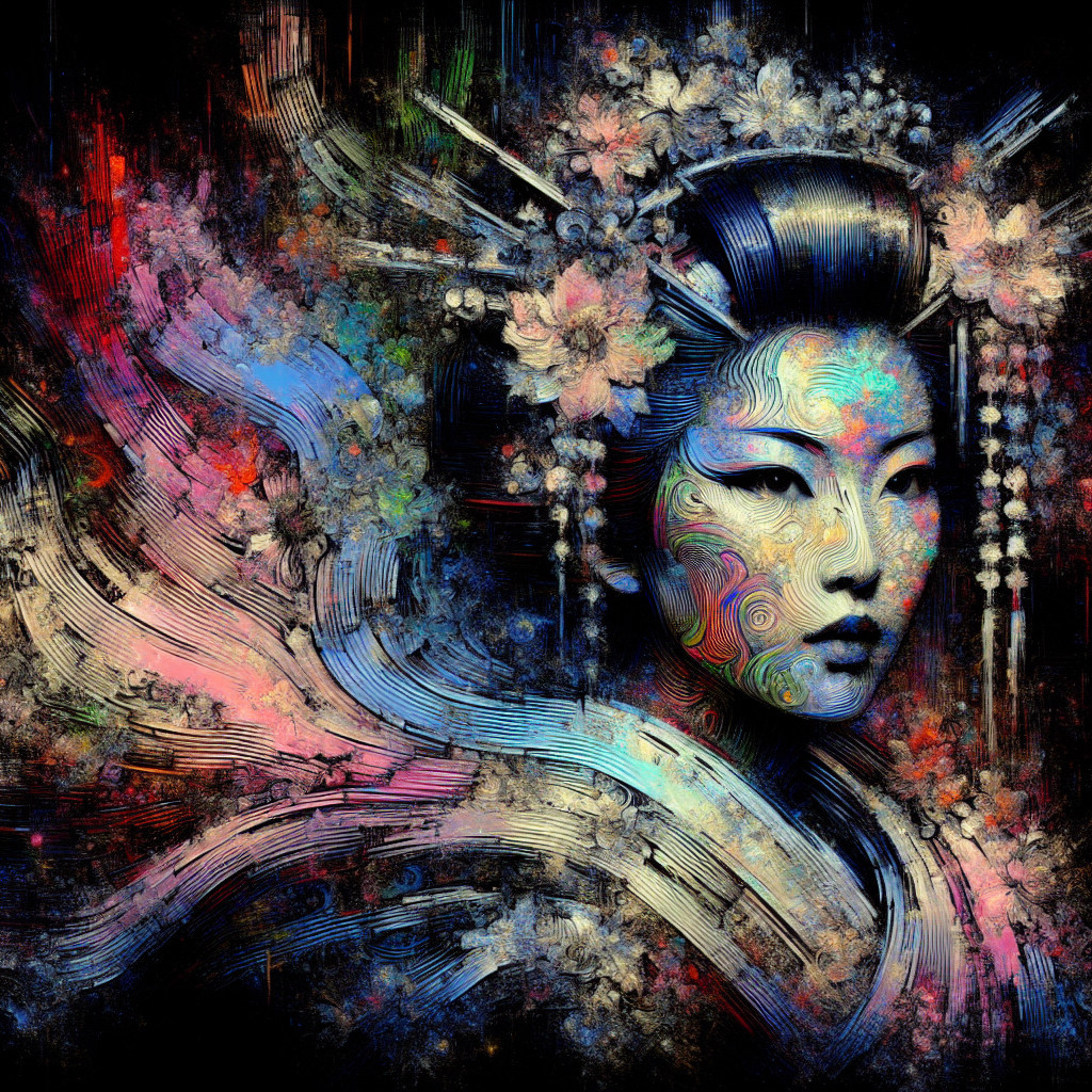 Ethereal Portrait of a Woman with Floral Motifs