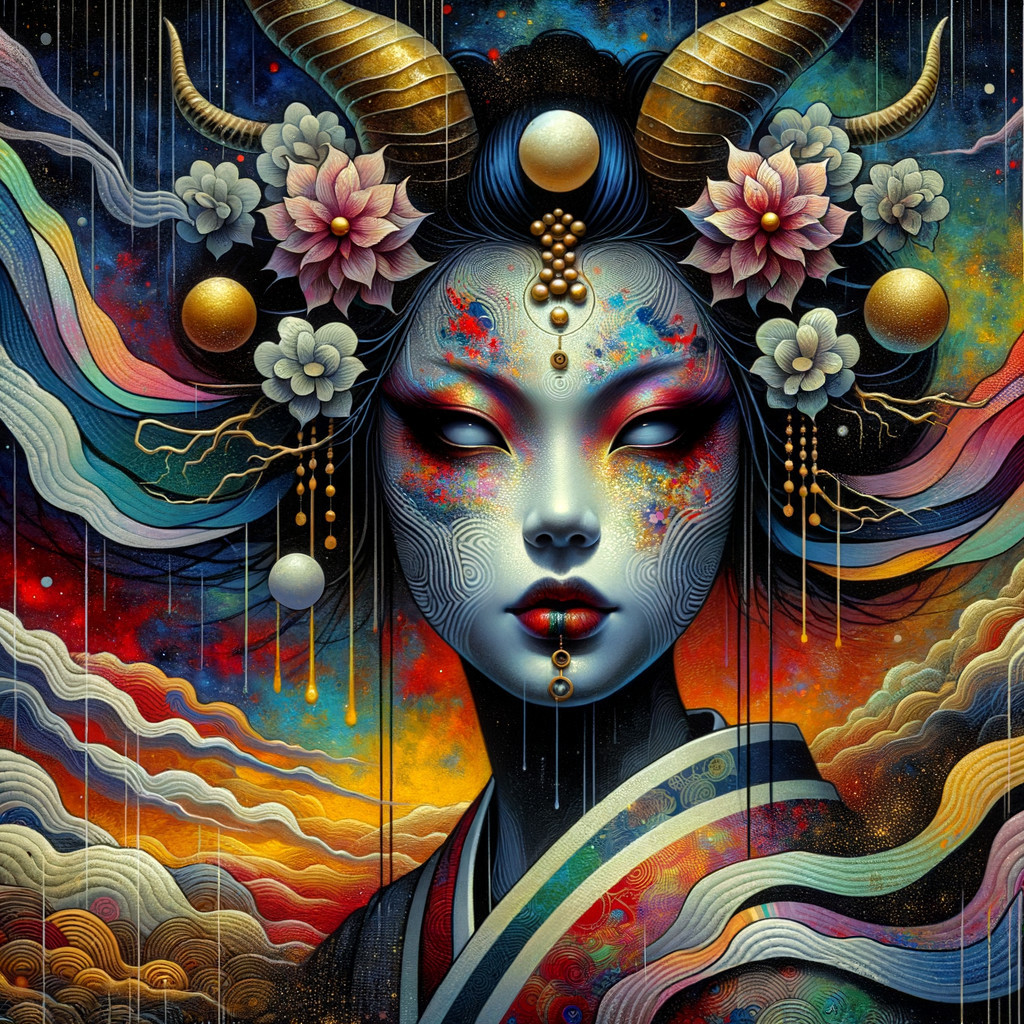 Surreal Portrait of a Woman with Floral Elements