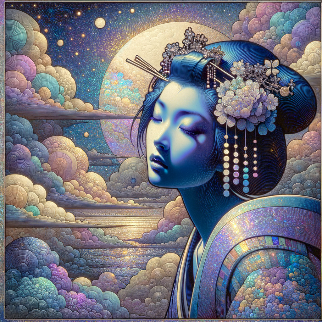 Intricate Fantasy Art of Serene Japanese Woman