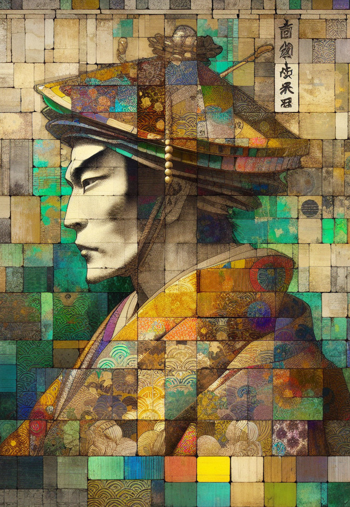 Stylized Mosaic Portrait of a Historical Figure