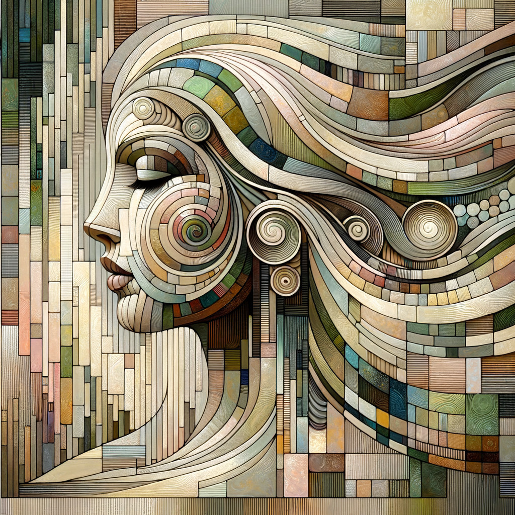 Stylized Profile of a Woman with Geometric Shapes