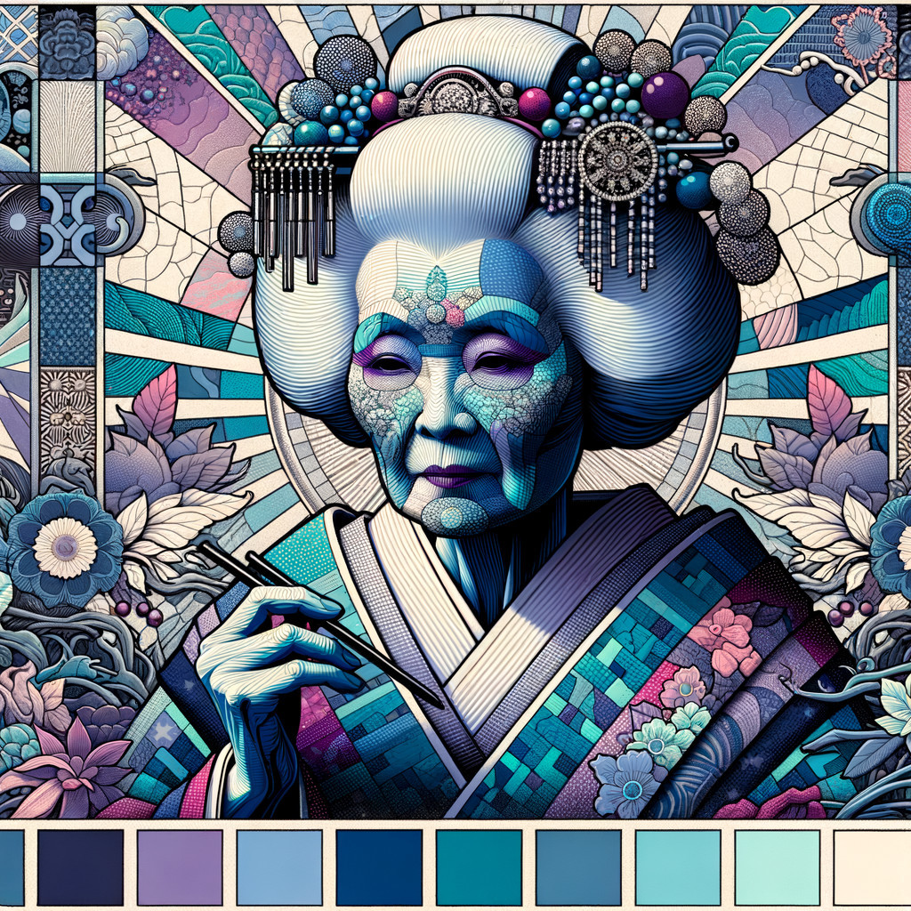 Digital Illustration of a Geisha with Chopsticks