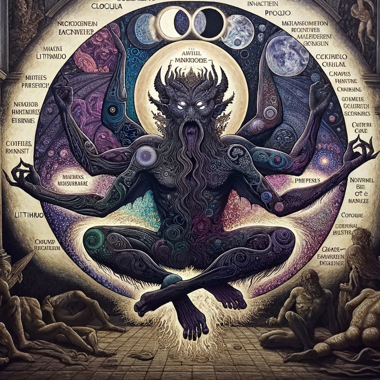 Cosmic Figure in Meditation with Celestial Patterns