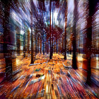 Serene Winter Landscape with Frosted Trees and Cottages