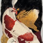 Stylized Portrait of a Woman with Geometric Background