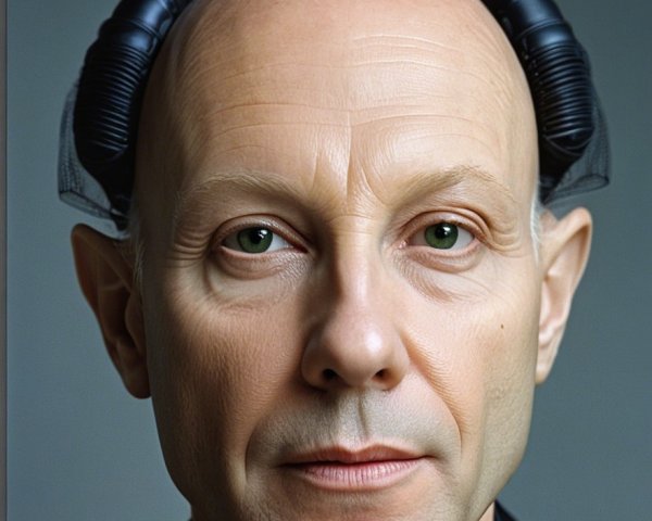 Close-Up Portrait of a Middle-Aged Man with Green Eyes