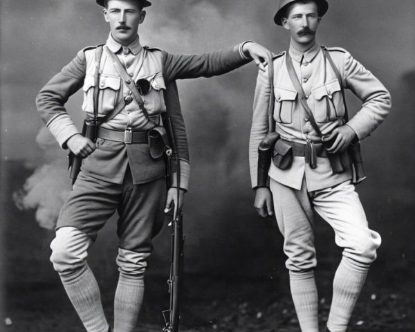 Historical Black-and-White Photograph of Soldiers