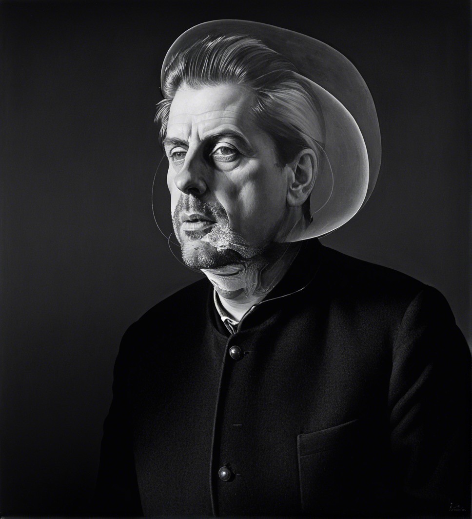 Monochromatic Portrait of a Solemn Man in Dark Coat