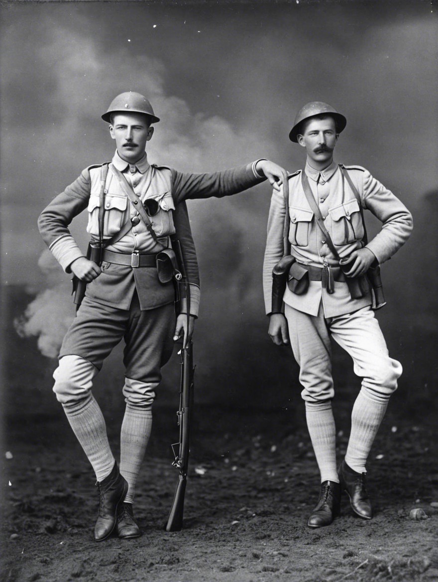 Historical Black-and-White Photograph of Soldiers