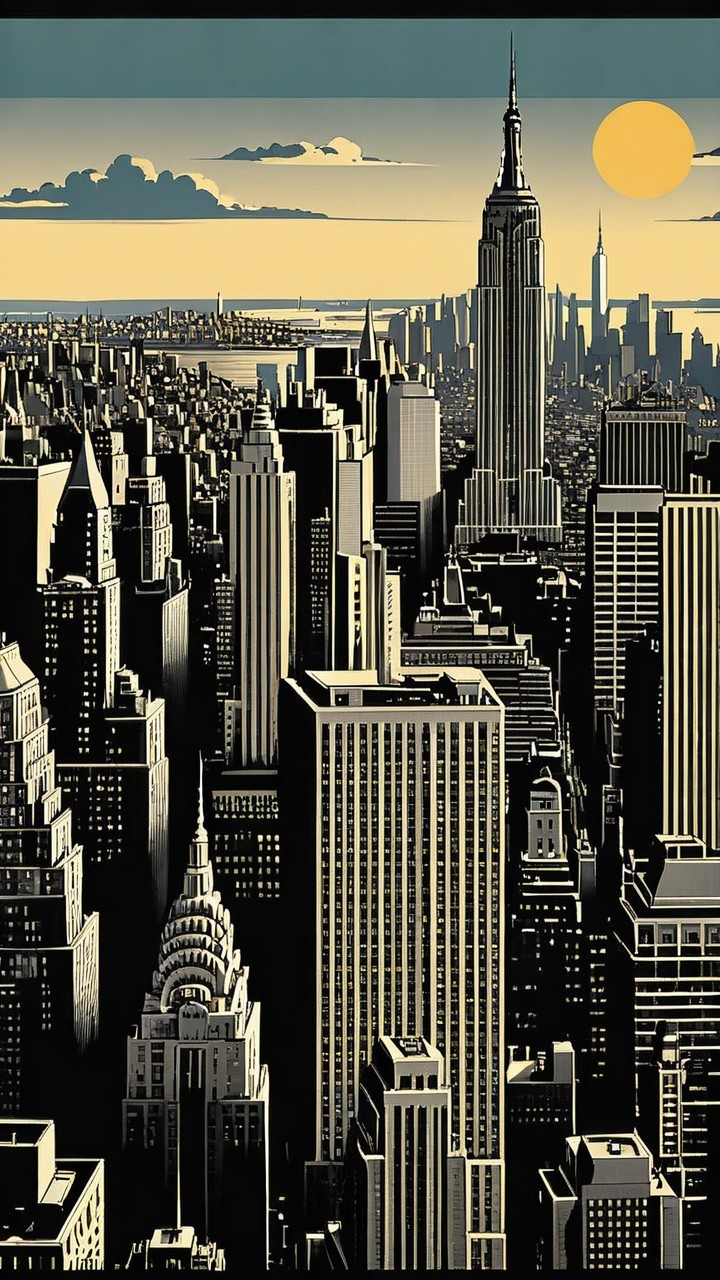 Stunning Cityscape with Empire State Building at Sunset