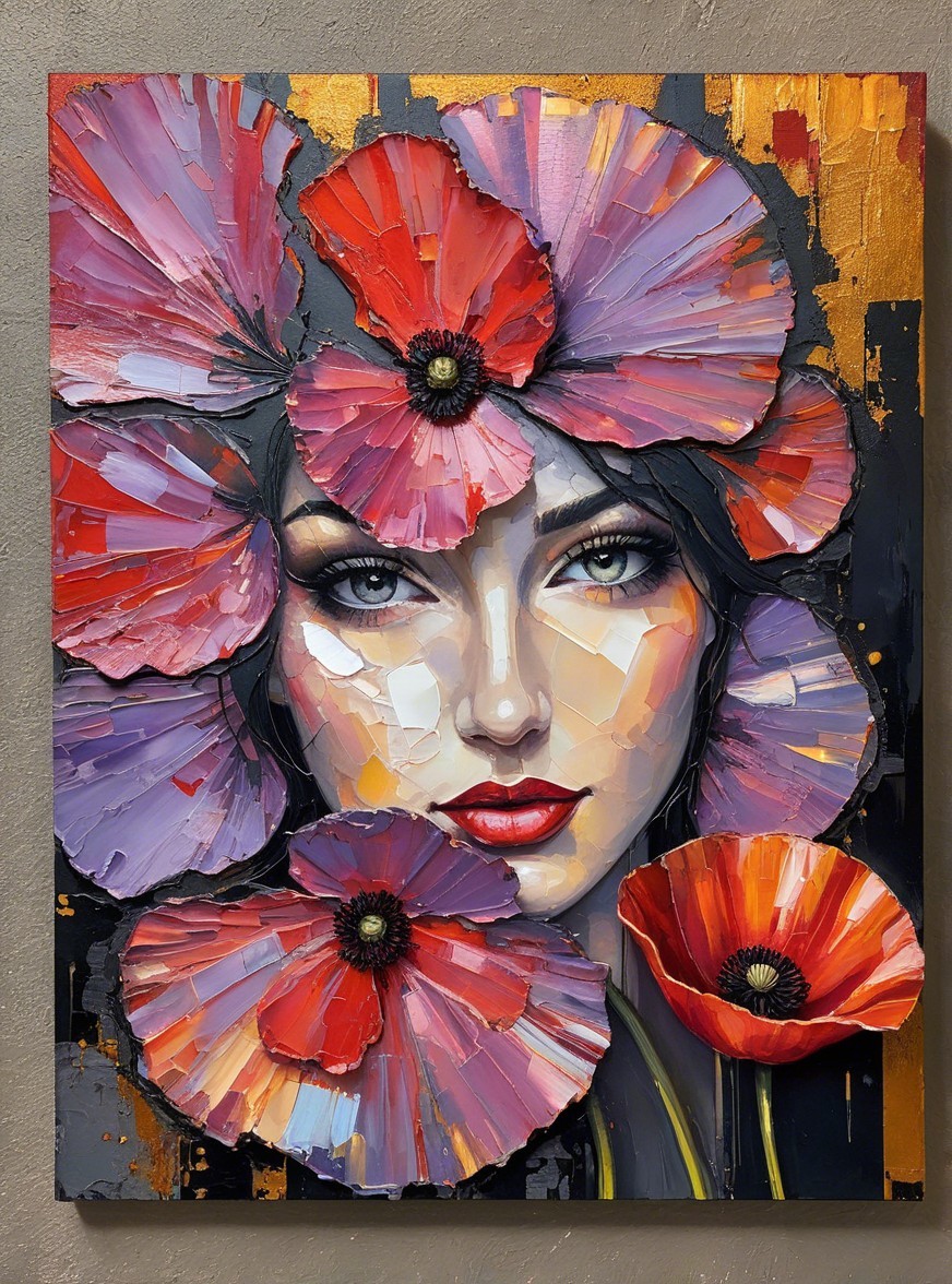 Portrait of a Woman with Vibrant Flower Adornments