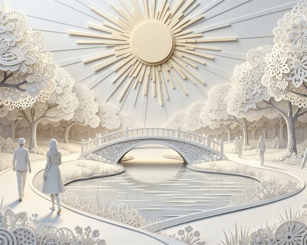 Detailed Quilling and Papercut Art of a Serene Park Scene