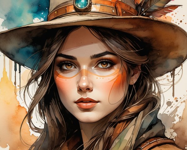 Portrait of a Young Woman in a Wide-Brimmed Hat