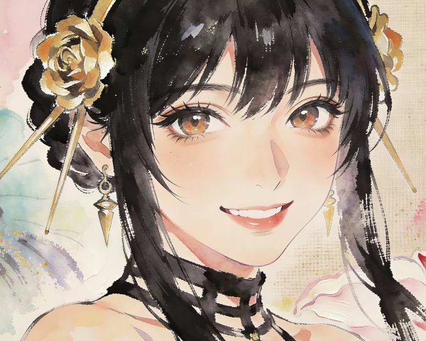 Close-Up Watercolor Painting of a Woman's Portrait