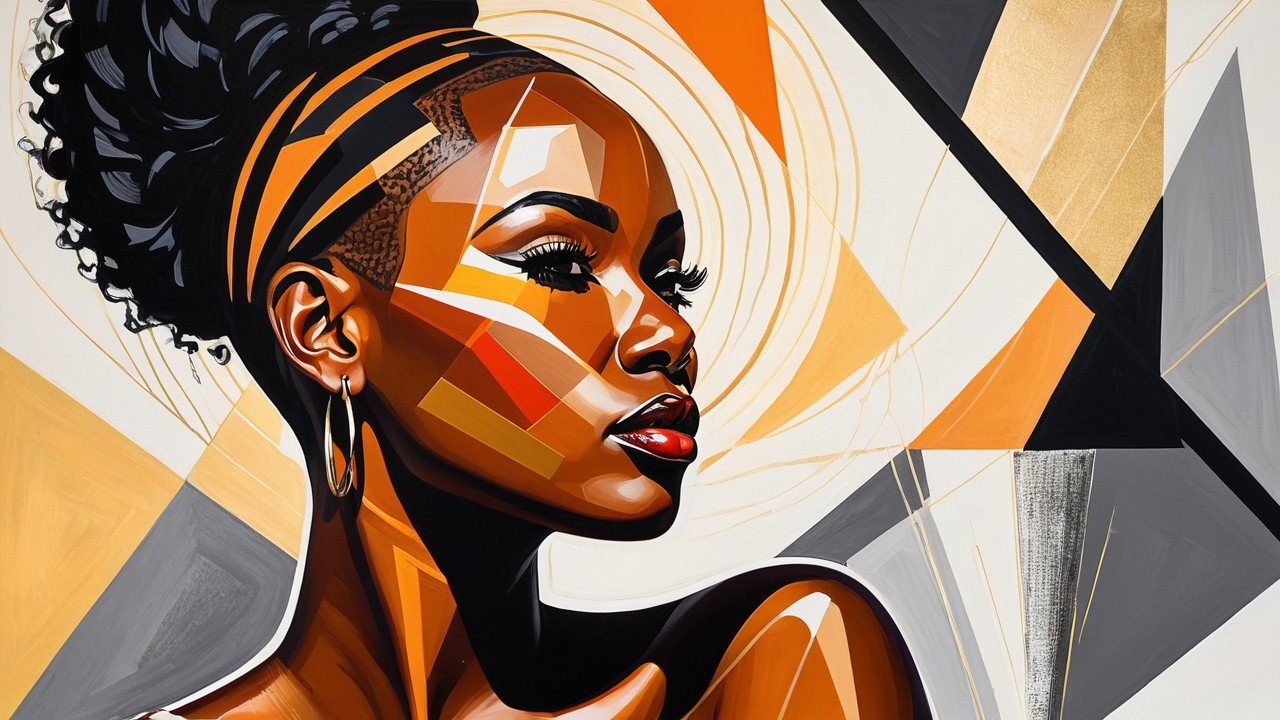 Profile of a Woman with Vibrant Colors and Geometric Shapes
