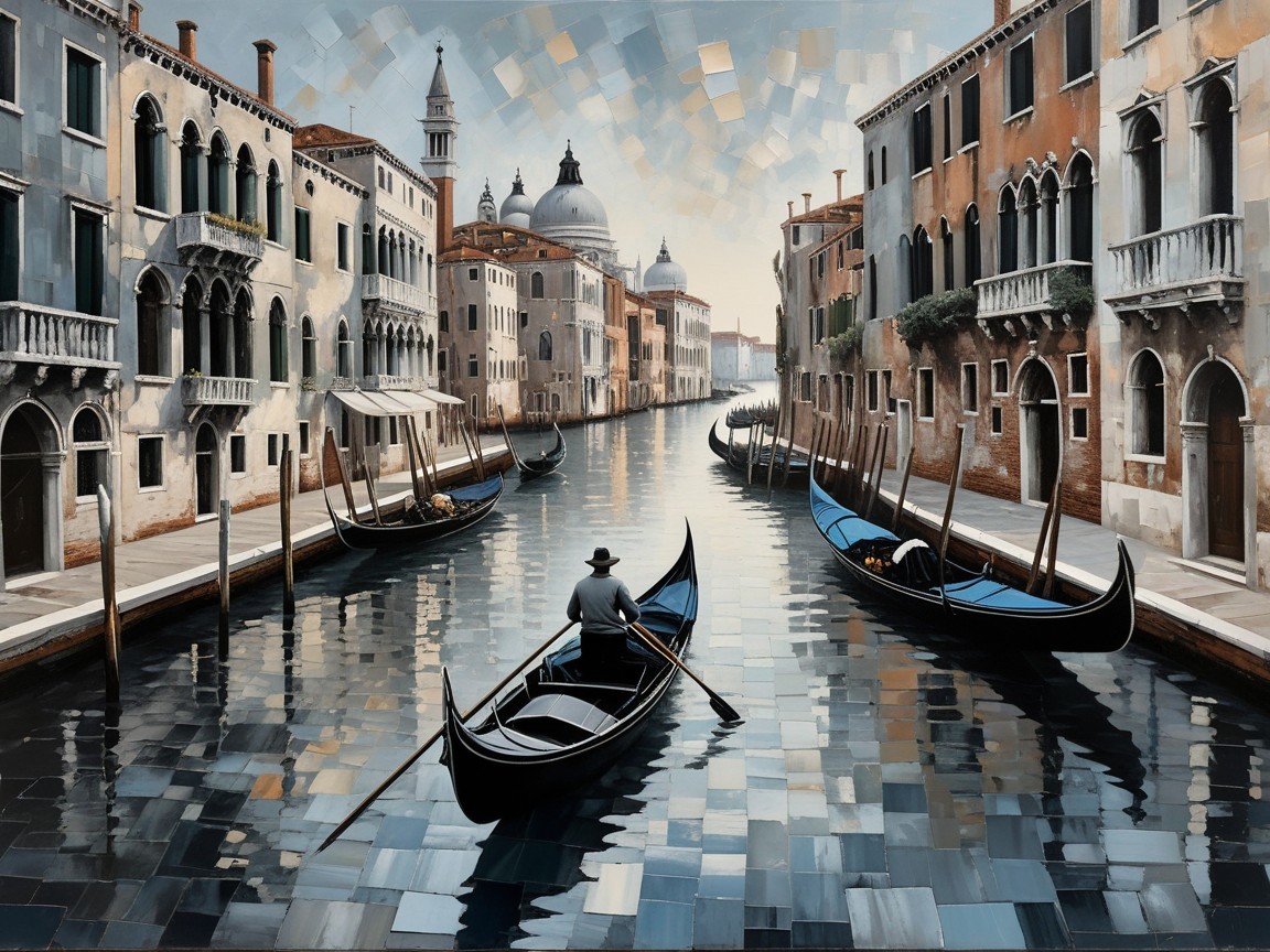Serene Venice Canal with Gondolas and Historic Buildings