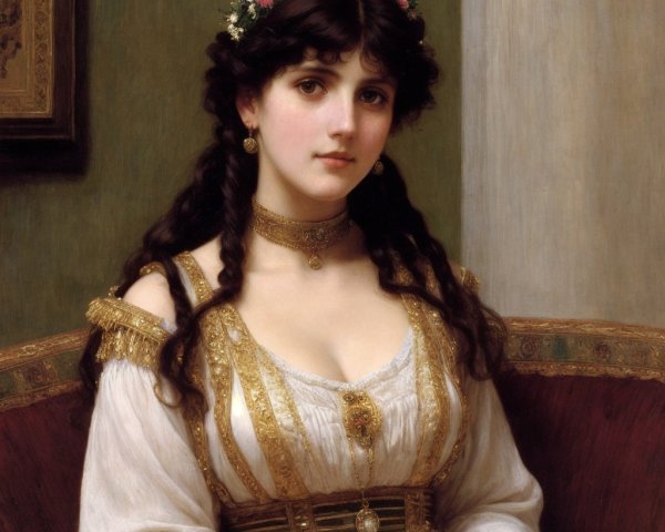 Portrait of a Young Woman in Elegant Attire