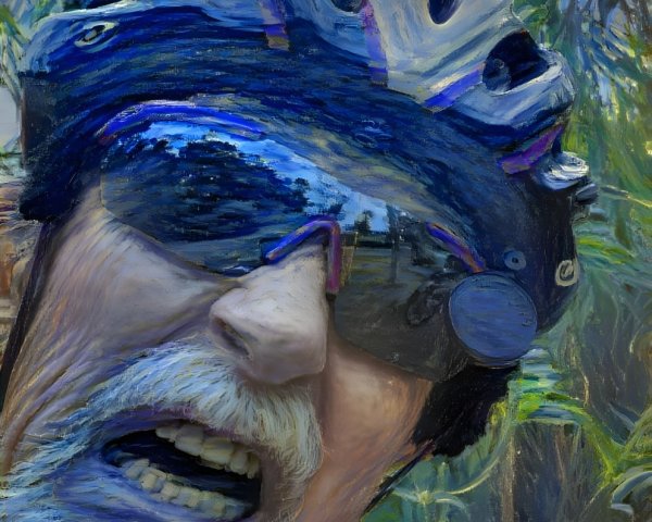 Close-up of an older man in cycling gear outdoors