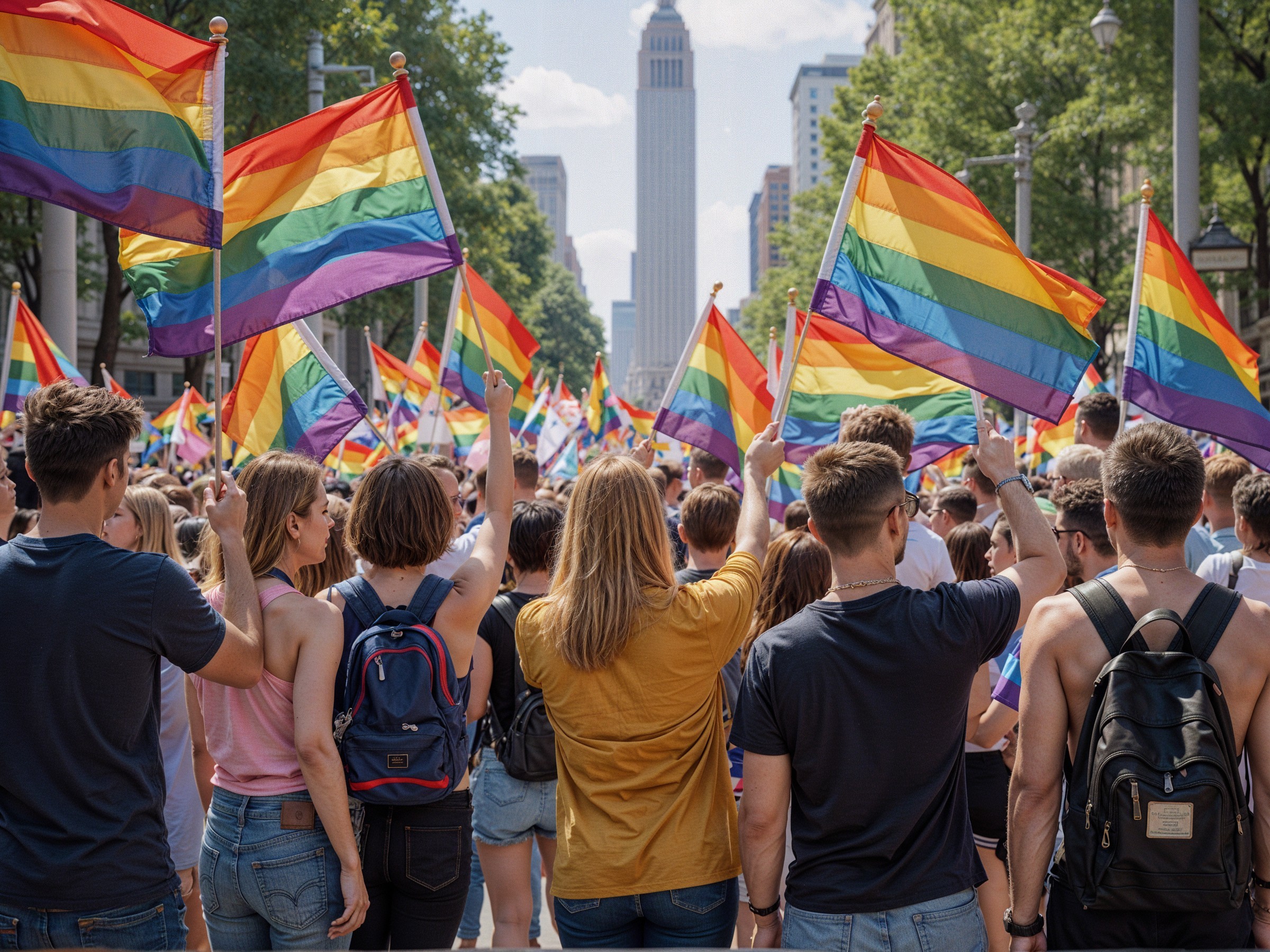 LGBTQ+ Pride Parade Celebrated in Urban Setting
