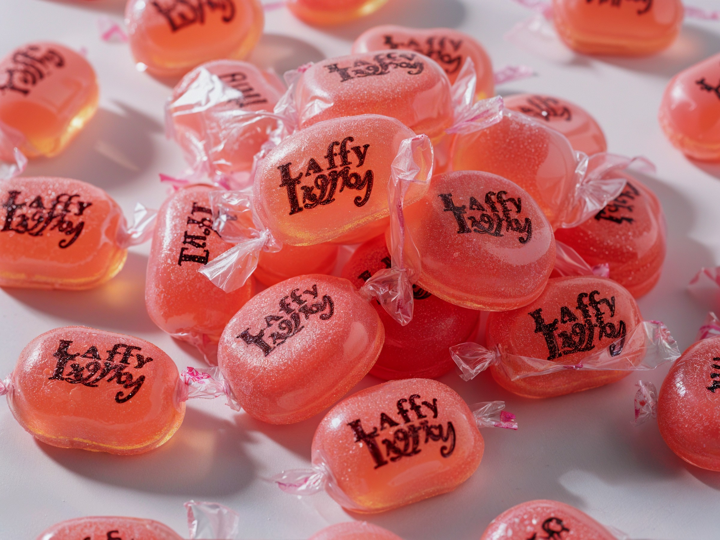 Colorful Laffy Taffy Candies on White Surface