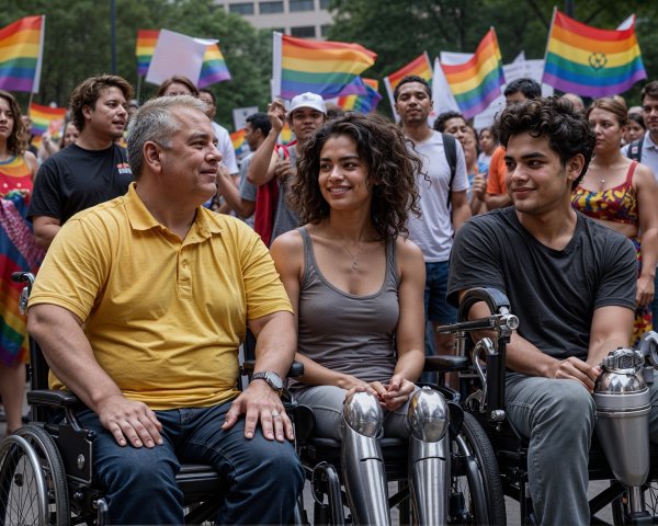 Diverse Individuals Celebrating at a Pride Parade