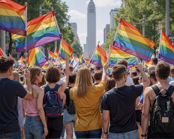 LGBTQ+ Pride Parade Celebrated in Urban Setting