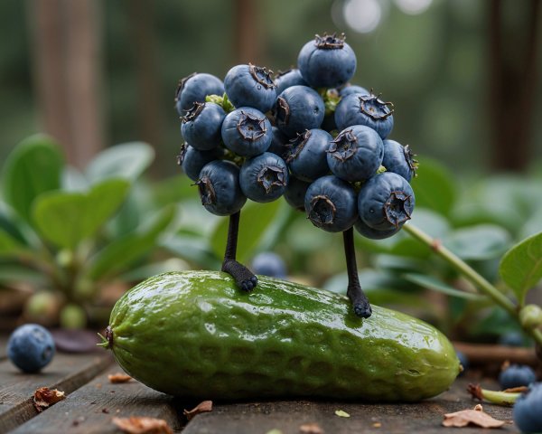 Cucumber and Blueberries Create Whimsical Character