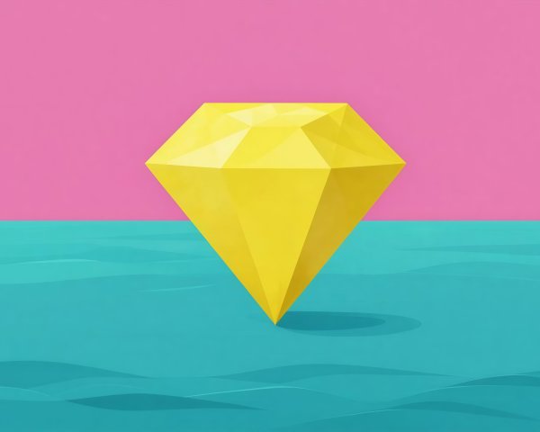 Abstract Painting with Yellow Diamond and Bold Colors