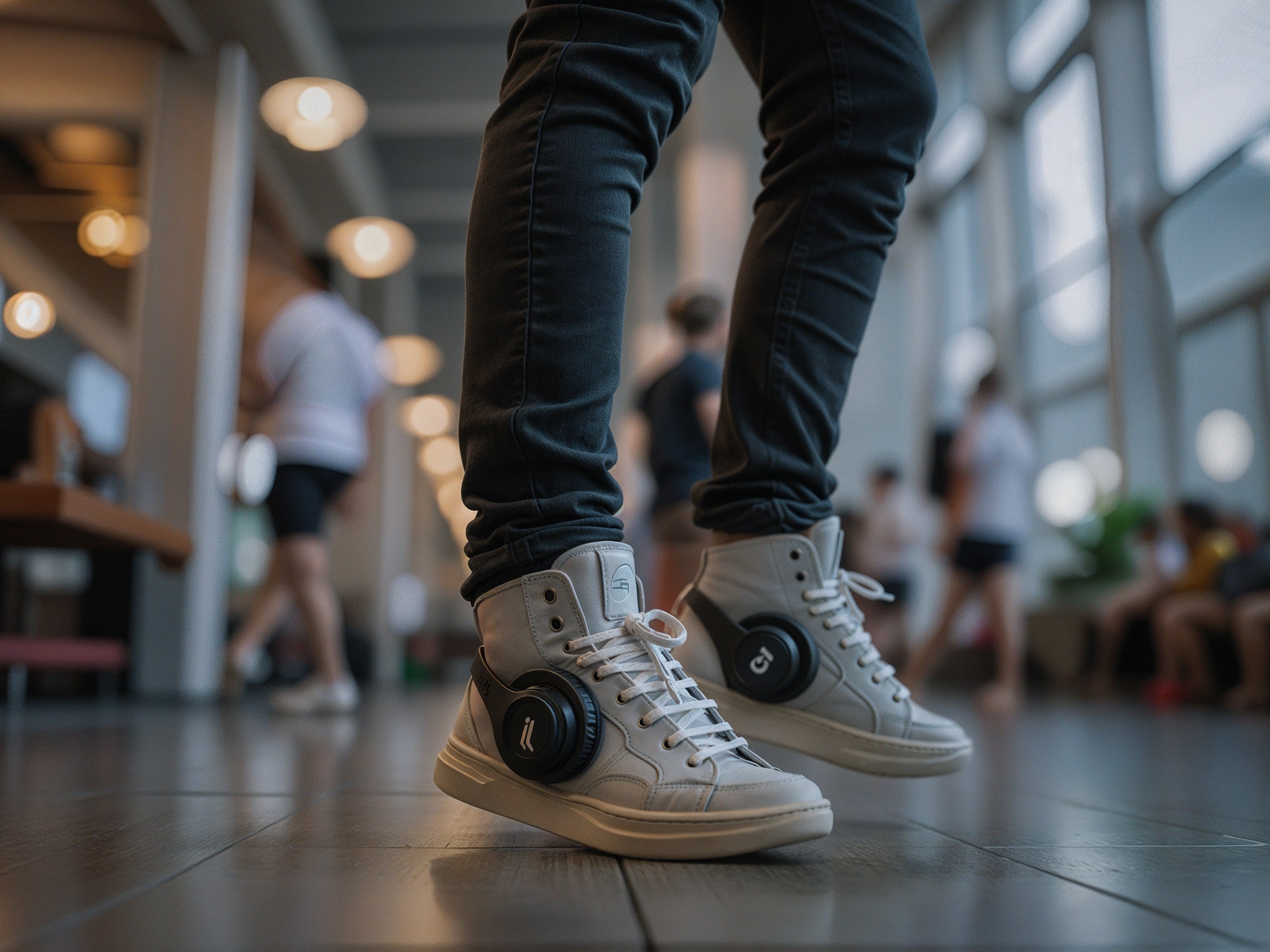 Stylish High-Top Sneakers with Circular Embellishments