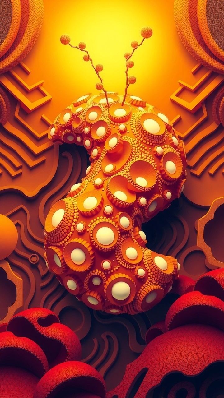 Abstract Composition with Textured Number Three