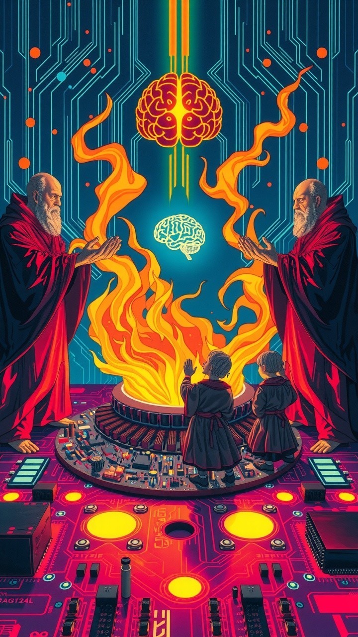 Futuristic Scene of Wisdom and Technology Fusion